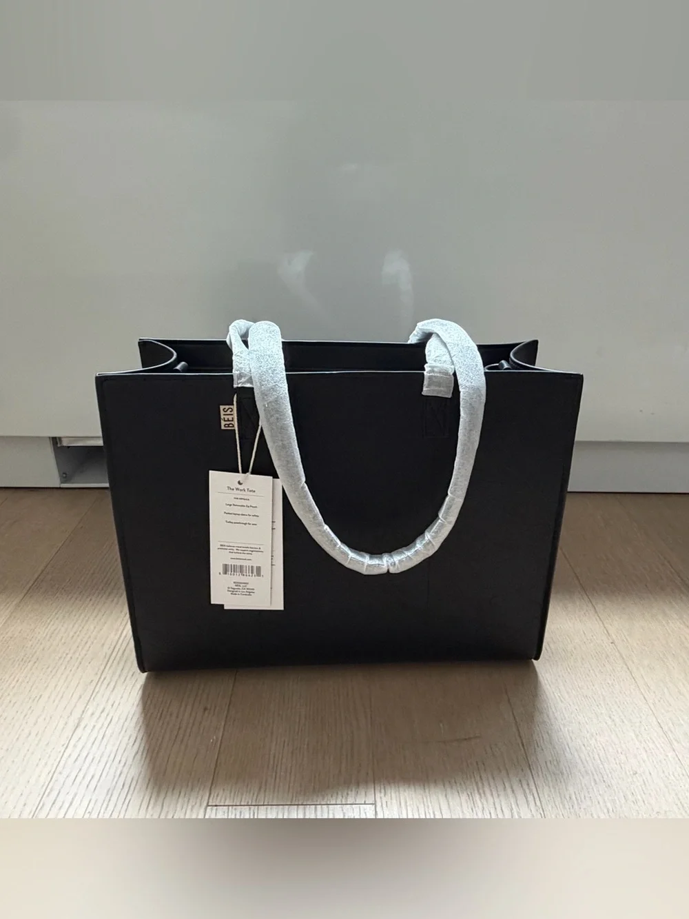 [NEW, UNUSED] BEIS: The Leather Work Tote  in Black
